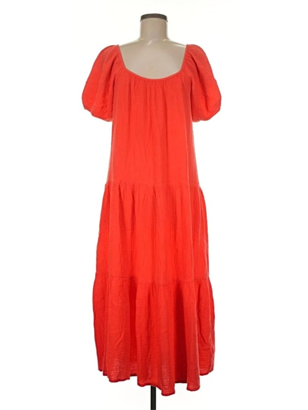 Honorine Puff Sleeve Red Gauze Maxi Dress – Size Small (Like New)